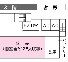 葬儀場3階客殿間取り図